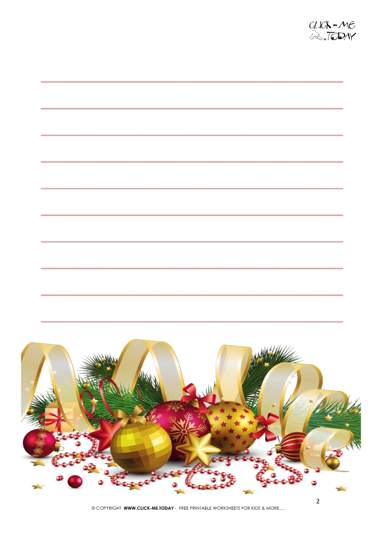 Free printable Christmas letter to Santa template with lines 2